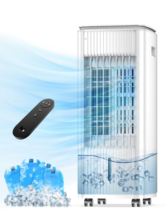 Portable Air Conditioners, 3-IN-1 Evaporative Air Cooler w/ 4 Ice Packs, 3L Water Tank for Cooing, 7H Timer for Auto-Off, Swamp Coolers with 70° Oscillation, White-1