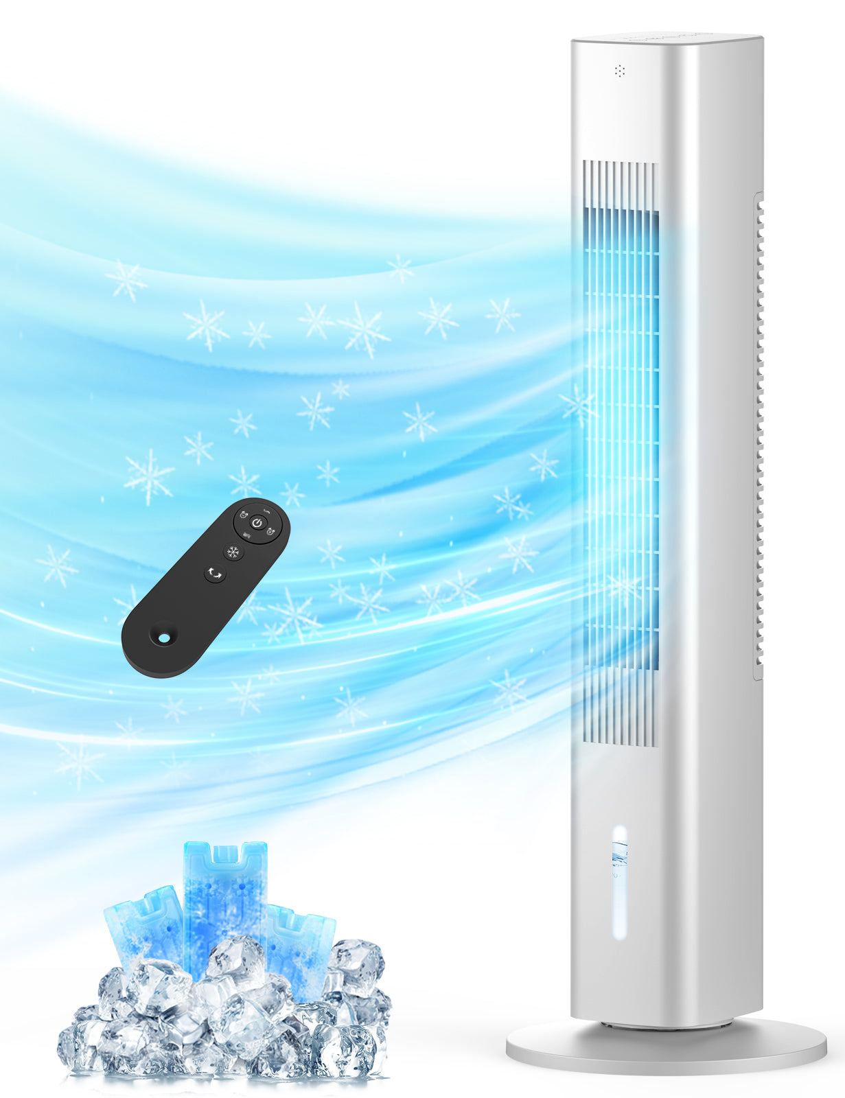 Windowless Portable Air Conditioners, 35" Evaporative Air Cooler w/1.2L Water Tank, 3 Ice Packs, 7H Timer, 60° Swing, No Hose No Window Needed, 3-IN-1 Portable AC Unit for Room Bedroom, Ivory