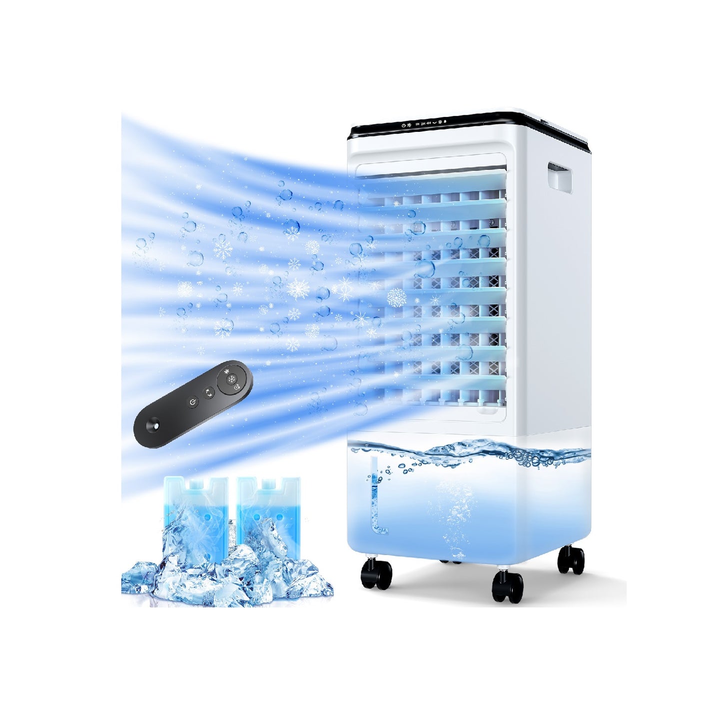 Evaporative Air Cooler, windowless air conditioner w/ 4 Modes 3 Speeds, 1.85Gal Water Tank, 7H Timer, Swamp Cooler Air Conditioner for Room Bedroom Outdoor Indoor, White medium