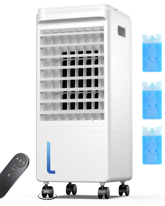 Windowless Portable Air Conditioner for Room, Evaporative Air Cooler w/7H Timer, 4 Modes & 3 Speeds, Swamp Cooler air conditioner with remote, Portable ac Unit no Window no Hose Needed, Pearl