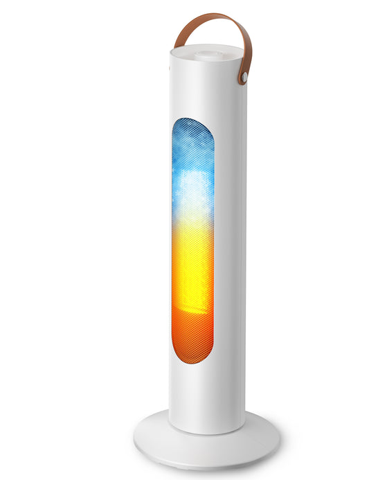 Electric Space Heaters For Indoor Use, 25" Tower Heater And Fan Combo, 1500W, 2 Heating & Fan Modes, 6 Safety Protections, Quite 70° Oscillating Heater For Office Garage Large Room, White