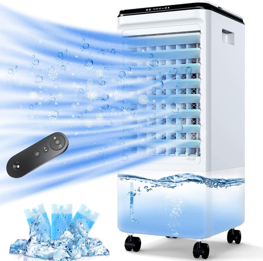 Portable Air Conditioners, Evaporative Air Cooler w/7H Timer for Auto-Off, 4 Modes & 3 Speeds, 1.85-Gal Tank Windowless Air Conditioner, Swamp Cooler Air Conditioner for Room Bedroom Outdoor Indoor