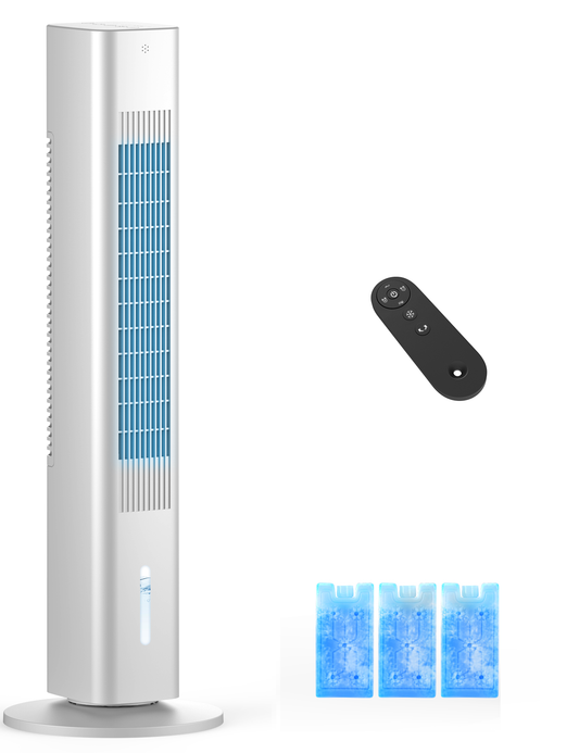 Windowless Portable Air Conditioner, Evaporative Air Cooler w/1.2L Water Tank, 3 Ice Packs, 7H Timer, 60° Swing, No Hose No Window Needed, 3-IN-1 Portable AC Unit for Room Bedroom Outdoor, Ivory